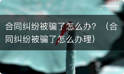 合同纠纷被骗了怎么办？（合同纠纷被骗了怎么办理）