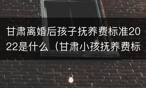 甘肃离婚后孩子抚养费标准2022是什么（甘肃小孩抚养费标准一月多少钱）
