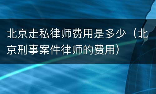 北京走私律师费用是多少（北京刑事案件律师的费用）