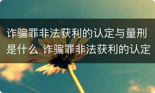诈骗罪非法获利的认定与量刑是什么 诈骗罪非法获利的认定与量刑是什么关系