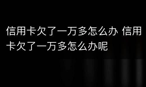 信用卡欠了一万多怎么办 信用卡欠了一万多怎么办呢