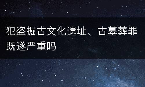 犯盗掘古文化遗址、古墓葬罪既遂严重吗