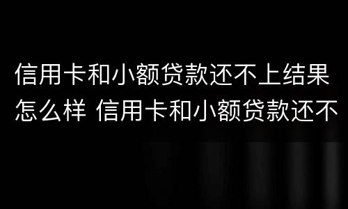 信用卡和小额贷款还不上结果怎么样 信用卡和小额贷款还不上结果怎么样了