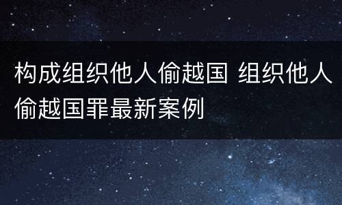 构成组织他人偷越国 组织他人偷越国罪最新案例