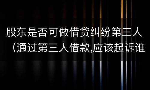 股东是否可做借贷纠纷第三人（通过第三人借款,应该起诉谁）