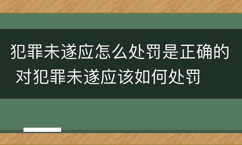 犯罪未遂应怎么处罚是正确的 对犯罪未遂应该如何处罚