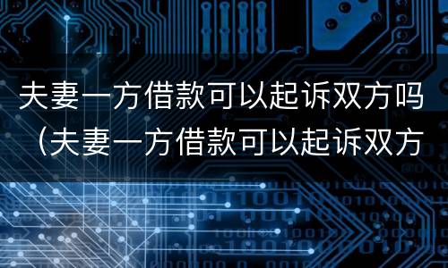 夫妻一方借款可以起诉双方吗（夫妻一方借款可以起诉双方吗知乎）