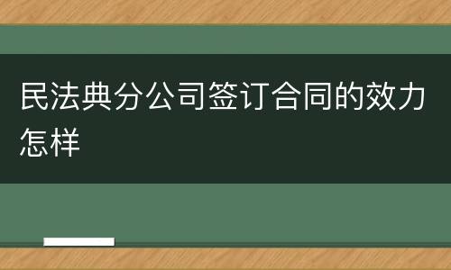 民法典分公司签订合同的效力怎样