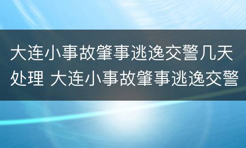 大连小事故肇事逃逸交警几天处理 大连小事故肇事逃逸交警几天处理完毕