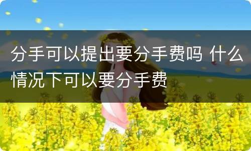 分手可以提出要分手费吗 什么情况下可以要分手费