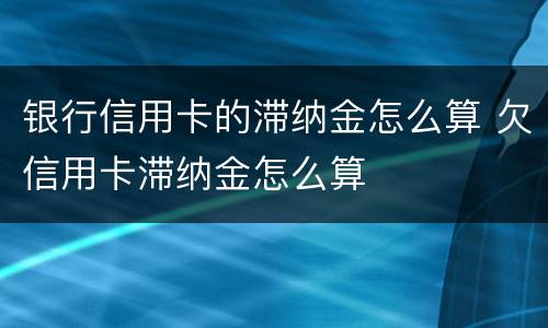 银行信用卡的滞纳金怎么算 欠信用卡滞纳金怎么算