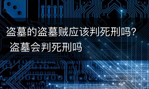 盗墓的盗墓贼应该判死刑吗？ 盗墓会判死刑吗