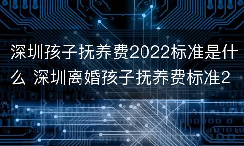 深圳孩子抚养费2022标准是什么 深圳离婚孩子抚养费标准2021