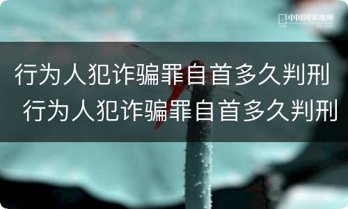 行为人犯诈骗罪自首多久判刑 行为人犯诈骗罪自首多久判刑的