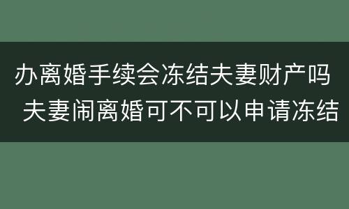 办离婚手续会冻结夫妻财产吗 夫妻闹离婚可不可以申请冻结财产