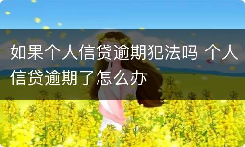 如果个人信贷逾期犯法吗 个人信贷逾期了怎么办