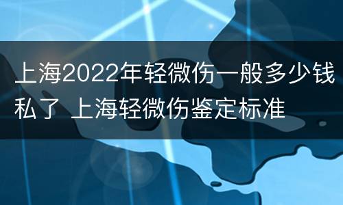 上海2022年轻微伤一般多少钱私了 上海轻微伤鉴定标准