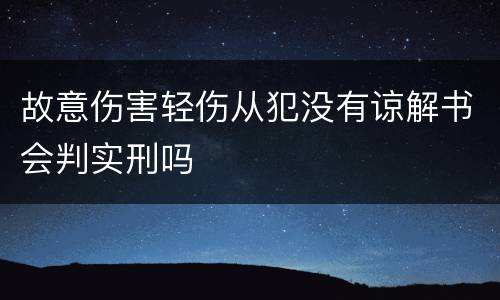 故意伤害轻伤从犯没有谅解书会判实刑吗