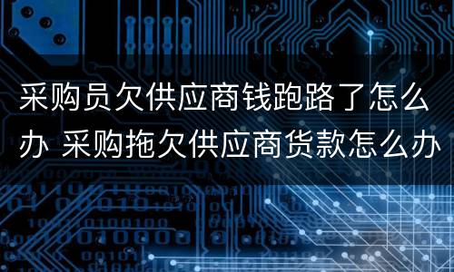 采购员欠供应商钱跑路了怎么办 采购拖欠供应商货款怎么办