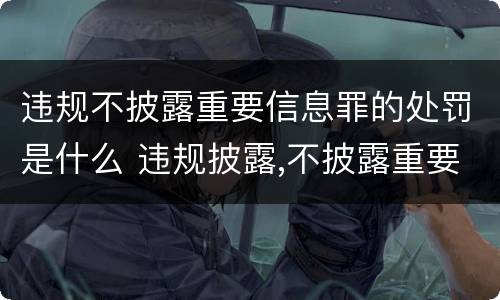 违规不披露重要信息罪的处罚是什么 违规披露,不披露重要信息罪