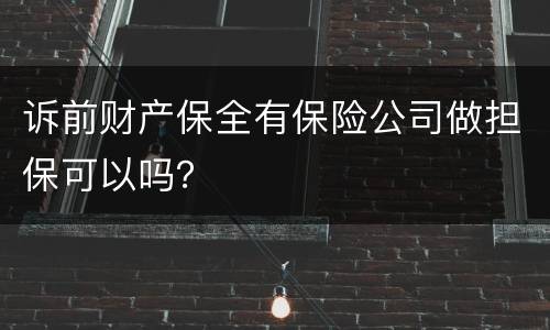 诉前财产保全有保险公司做担保可以吗？