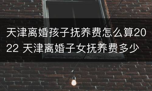 天津离婚孩子抚养费怎么算2022 天津离婚子女抚养费多少
