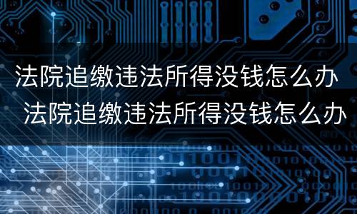法院追缴违法所得没钱怎么办 法院追缴违法所得没钱怎么办理