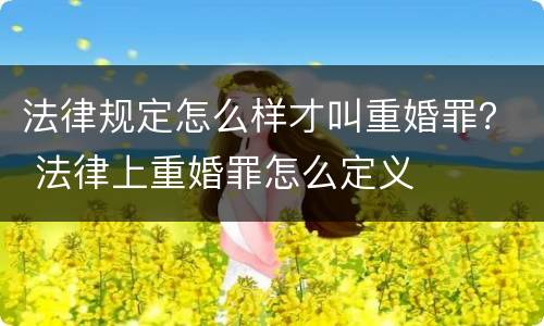 法律规定怎么样才叫重婚罪？ 法律上重婚罪怎么定义