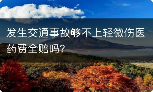 发生交通事故够不上轻微伤医药费全赔吗？