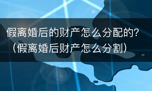 假离婚后的财产怎么分配的？（假离婚后财产怎么分割）