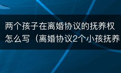 两个孩子在离婚协议的抚养权怎么写（离婚协议2个小孩抚养权怎么写协议）