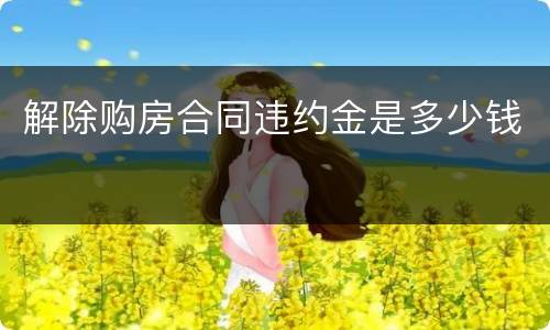 解除购房合同违约金是多少钱