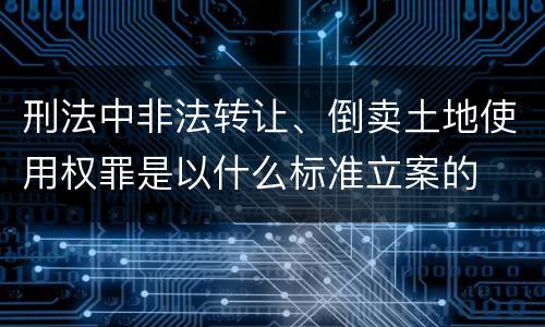 刑法中非法转让、倒卖土地使用权罪是以什么标准立案的