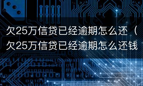 欠25万信贷已经逾期怎么还（欠25万信贷已经逾期怎么还钱）