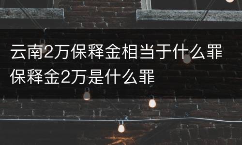云南2万保释金相当于什么罪 保释金2万是什么罪