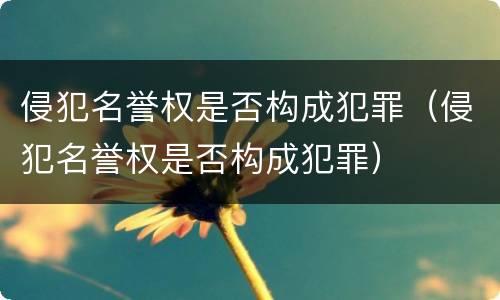 侵犯名誉权是否构成犯罪（侵犯名誉权是否构成犯罪）