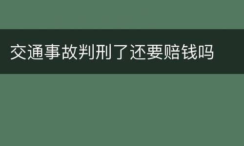 交通事故判刑了还要赔钱吗
