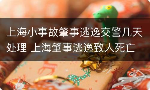 上海小事故肇事逃逸交警几天处理 上海肇事逃逸致人死亡