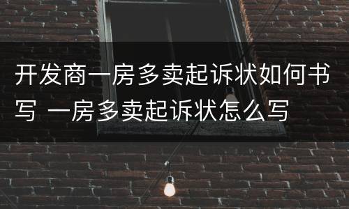 开发商一房多卖起诉状如何书写 一房多卖起诉状怎么写