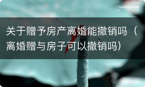 关于赠予房产离婚能撤销吗（离婚赠与房子可以撤销吗）