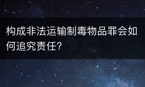 构成非法运输制毒物品罪会如何追究责任?