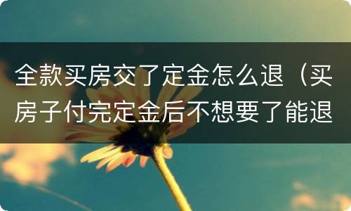 全款买房交了定金怎么退（买房子付完定金后不想要了能退全款吗）