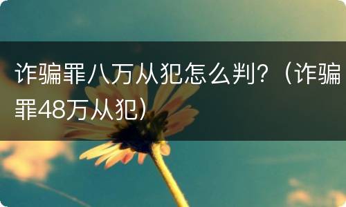 诈骗罪八万从犯怎么判?（诈骗罪48万从犯）