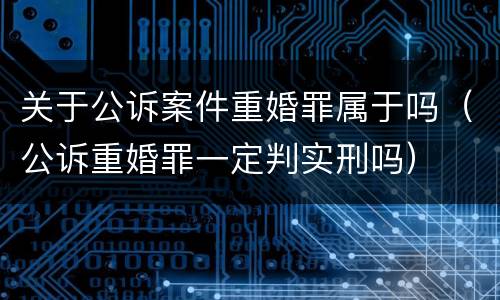 关于公诉案件重婚罪属于吗（公诉重婚罪一定判实刑吗）