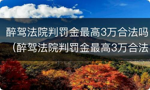 醉驾法院判罚金最高3万合法吗（醉驾法院判罚金最高3万合法吗多少钱）