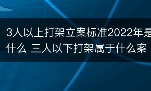 3人以上打架立案标准2022年是什么 三人以下打架属于什么案件