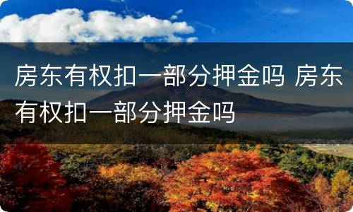 房东有权扣一部分押金吗 房东有权扣一部分押金吗
