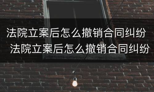 法院立案后怎么撤销合同纠纷 法院立案后怎么撤销合同纠纷案件