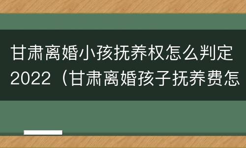 甘肃离婚小孩抚养权怎么判定2022（甘肃离婚孩子抚养费怎么算）