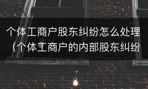 个体工商户股东纠纷怎么处理（个体工商户的内部股东纠纷）